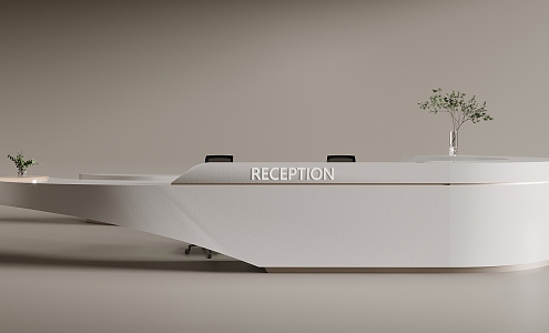 Cream wind curved bar reception desk 3d model