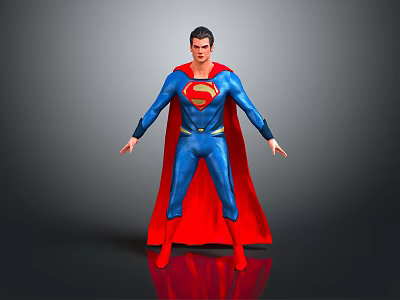 Superman 3D Figurine in Blue Suit with Red Cape and Iconic S Chest Symbol 3d model