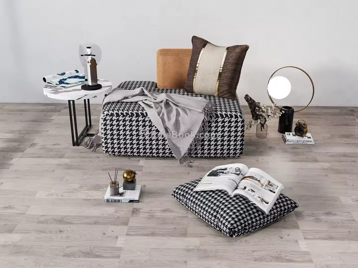 Modern bed end stool 3d model