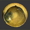 Artisanal Rustic Ceramic Bowl With Yellow Green Glaze And Textured Surface
