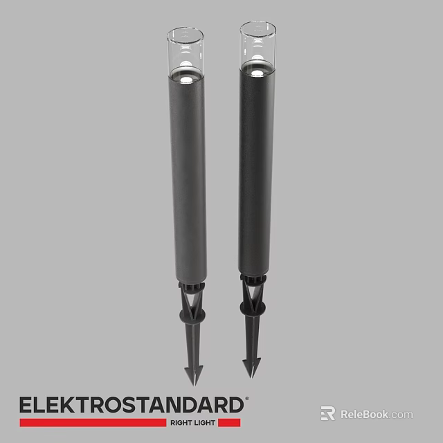 Durable Black Cylindrical Outdoor Lights With Spike Base For Ground Installation 3d model 