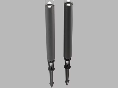 Durable Black Cylindrical Outdoor Lights With Spike Base For Ground Installation 3d model