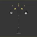 Vintage Style Street Lamp Furniture With Double Lampshades Black Metal Frame And Yellow Decorations