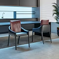 Modern Leather Dining Chairs With Red Backrest And Black Frame In Kitchen Dining Area