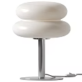 Modern Table Lamp With White Rounded Double Layer Shade And Silver Metal Base 3d model