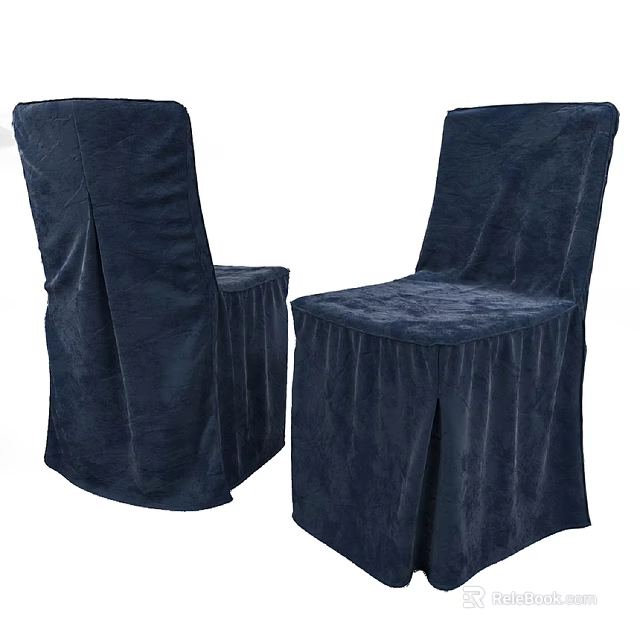Navy Blue Velvet Upholstered Dining Chairs for Modern Home Dining Room Decor 3d model 
