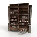 Antique Wooden Bookshelf With Shelves Filled With Books And Decorative Items