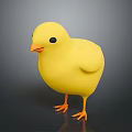 Cute Plump Yellow Chick 3D Model With Black Eyes And Orange Beak And Feet