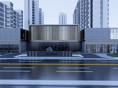 Modern High rise Residential Building Exterior With Central Entrance And Green Landscaping 3d model
