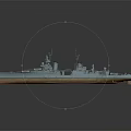 Detailed Modern Blue Warship 3D Model With Deck Radar And Naval Guns