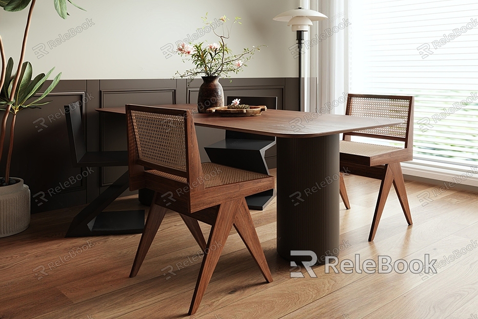 French log style dining table and chair combination model