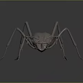 Detailed Metallic Ant 3D Model With Shiny Surface And Long Legs On Dark Background