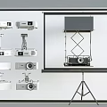 Projection Monitoring System Featuring Multiple Projectors Lifting Stand And Projection Screen