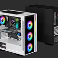 White and Black Gaming PC Cases with Transparent Side Panels and RGB Fans