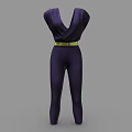 Purple Deep V Neck Jumpsuit With Gold Belt Elegant Fitted Design