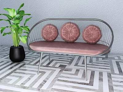 Modern Multiplayer Sofa Iron Sofa 3d model