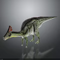 Toy Dinosaur Character With Red Crest Green White Body And Spotted Skin Texture Figure