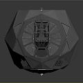 Gray Polyhedral Mechanical Equipment With Circular Components And Industrial Structure