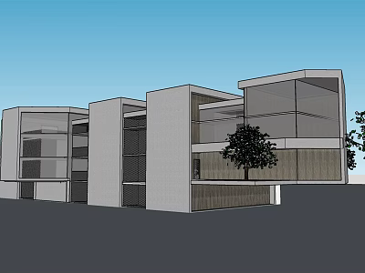 Modern Museum Building With Glass Facade White Walls And Geometric Design Surrounded By Trees 3d model