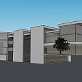Modern Museum Building With Glass Facade White Walls And Geometric Design Surrounded By Trees