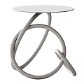 Modern Wooden Side Table With Intertwined Loop Legs And Round Top 3d model