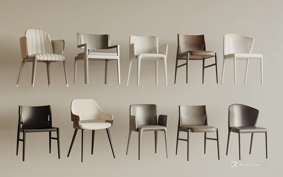 Modern Dining Chairs With Various Styles And Different Colors For Home Use 3d model 