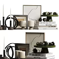Stylish Ornamental Decor Set with Vases Photo Frames Books and Candle Holders