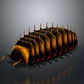 Black and yellow spiky caterpillar on shiny surface with detailed body