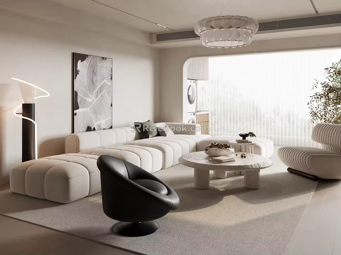 Quiet Ancient Style Living Room Sofa Coffee Table Combination 3d model
