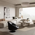 Quiet Ancient Style Living Room Sofa Coffee Table Combination 3d model