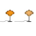 Modern Stylish Table Lamp With Orange Layered Shade And Yellow Accent Metal Stand