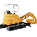 Yellow Mini Excavator Functional Construction Vehicle With Tracked Chassis Transparent Cab And Front Bucket