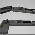 Modern Sectional Sofa With Plush Decorative Pillows And Modular Side Tables Design 3d model