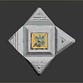 Pyramid Shaped Transparent Structure With Detailed Green Blue Interior Design And White Base Platform