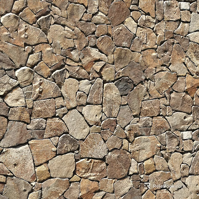 Natural Stone Wall Texture With Irregular Shaped Stones And Earthy Tones 3d model 