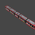 Red Modern Tram Train With Multiple Carriages Large Windows And Pantograph For Urban Transport