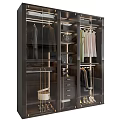 Modern Luxury Wardrobe Interior With Glass Doors Hanging Rods Drawers And Storage Solutions