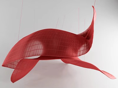 Elegant Artistic Modern Red Streamlined Mesh Hanging Ornament With Curved Design And Smooth Lines 3d model