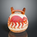 Handcrafted Ceramic Sculpture Jar With Red Monkey Design And Double Handles
