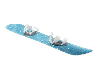 Blue Snowboard With White Star Patterns And White Bindings For Outdoor Winter Sports Equipment 3d model
