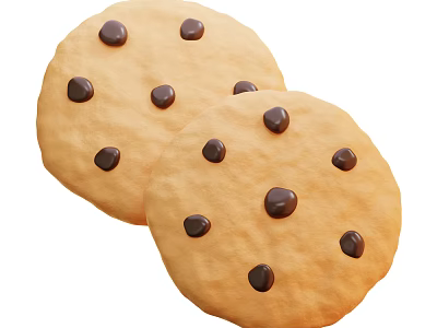 Golden Brown Round Chocolate Chip Cookies With Melty Chocolate Chips And Crispy Edges 3d model