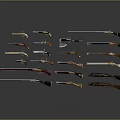 Various Firearms Collection With Different Types Neatly Arranged On