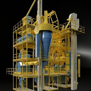 modern industrial equipment factory 3d model