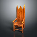 Rustic Wooden Chair With Pointed Top Backrest And Armrests In Brown Finish