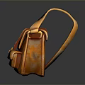Vintage Orange Leather Shoulder Bag With Buckle Pockets For Daily Use