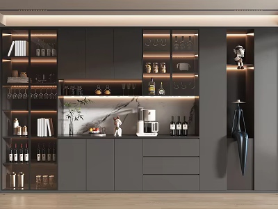 Sleek Modern Wine Cabinet With Glass Doors And LED Lighting For Wine Storage 3d model