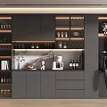 Sleek Modern Wine Cabinet With Glass Doors And LED Lighting For Wine Storage