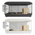 Black And White Hamster Cages With Wooden House And Water Bottle