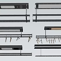 Modern Metal Clothes Hangers Rack System With Various Hooks And Lighting