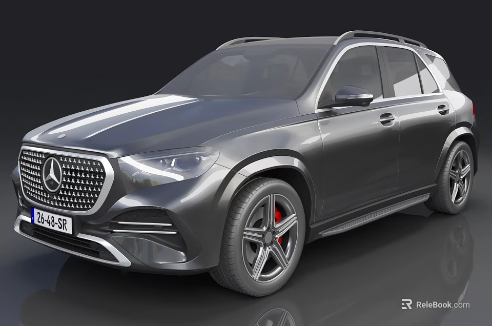 Gray Mercedes SUV With Modern Streamlined Body Front Grille And Large Alloy Wheels 3d model 